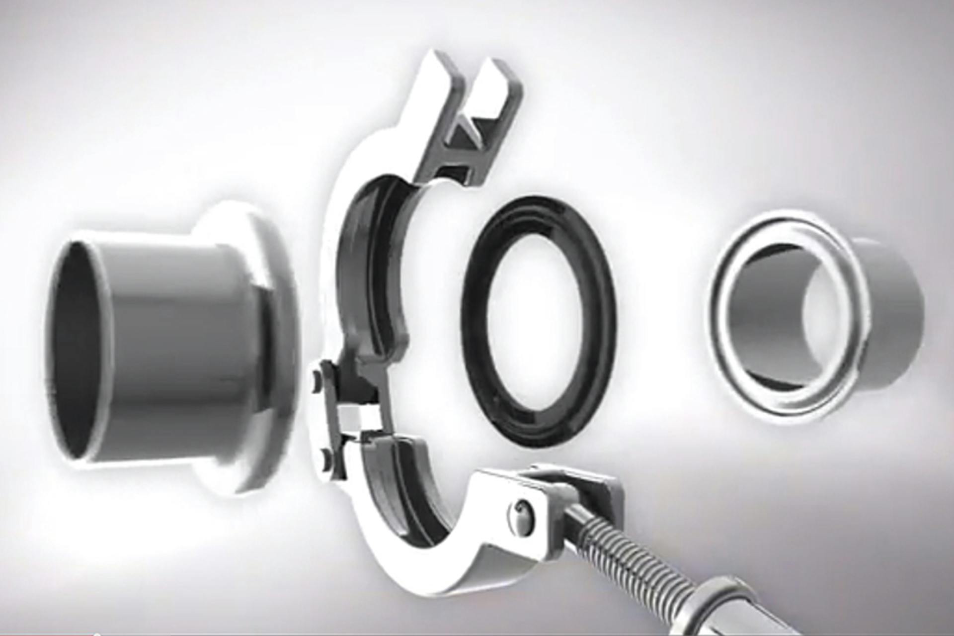 Figure 1. Clamp connections are designed to seal two ferrules together quickly, securely and without creating sites where contamination can collect.