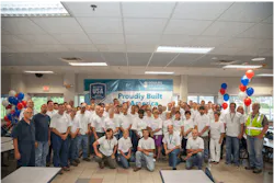 Over 300 employees celebrated their pride in American production at Xylem’s Auburn and Seneca Falls, New York, facilities on Aug. 11, 2015. Employees produce and hand-assemble nearly 2,500 Goulds Water Technology brand pumps each day. (Photo courtesy Xylem) Over 300 employees celebrated their pride in American production at Xylem’s Auburn and Seneca Falls, New York, facilities on Aug. 11, 2015. Employees produce and hand-assemble nearly 2,500 Goulds Water Technology brand pumps each day. (Photo courtesy Xylem)