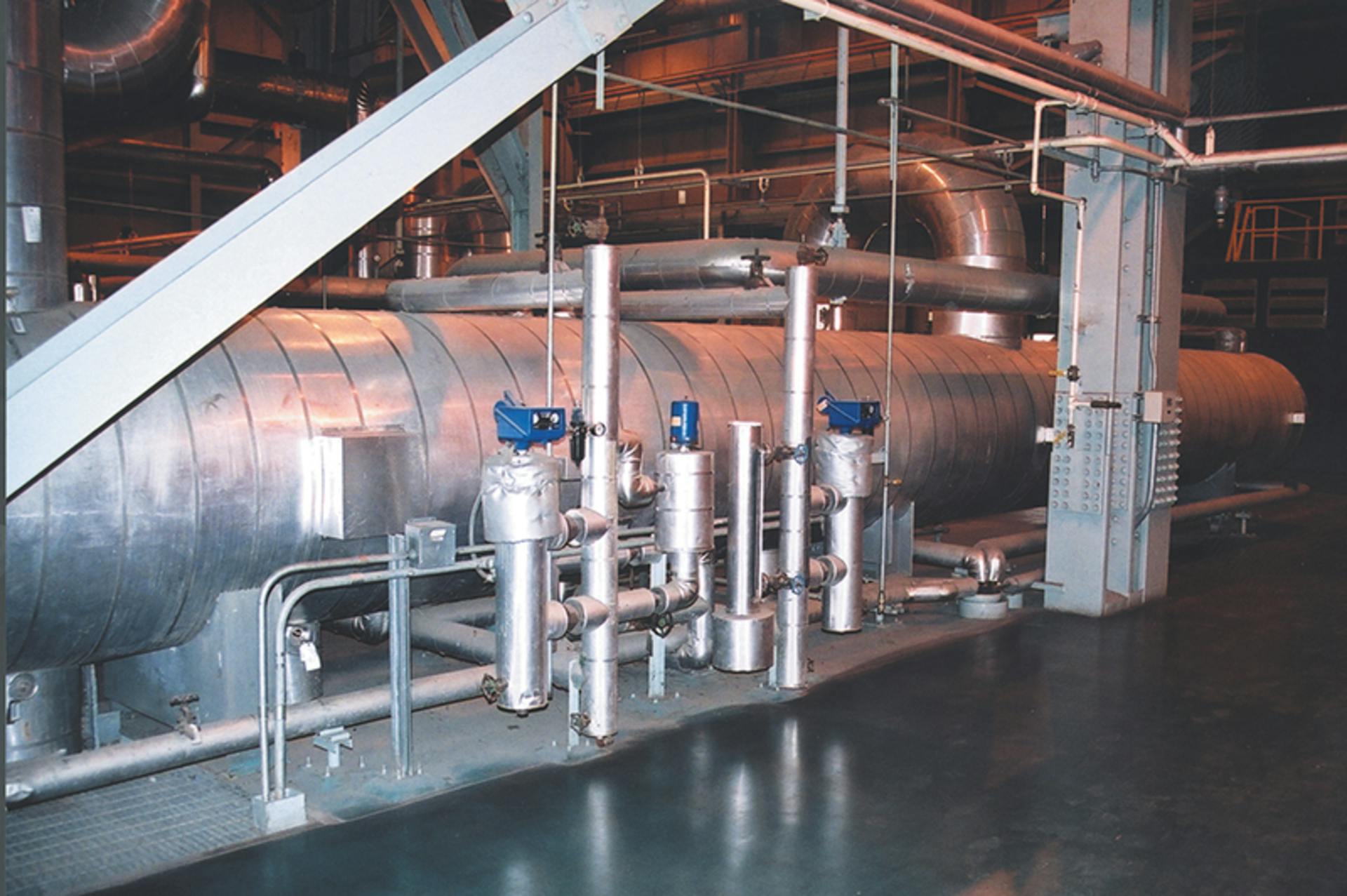 Boiler feedwater heaters in power plants represent an application opportunity for modern guided wave radar level measurement. (Courtesy Magnetrol International)