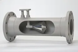 Cameron’s NuFlo DP cone meter cutaway with direct-mount instrument connection. Courtesy of Cameron Cameron’s NuFlo DP cone meter cutaway with direct-mount instrument connection. Courtesy of Cameron
