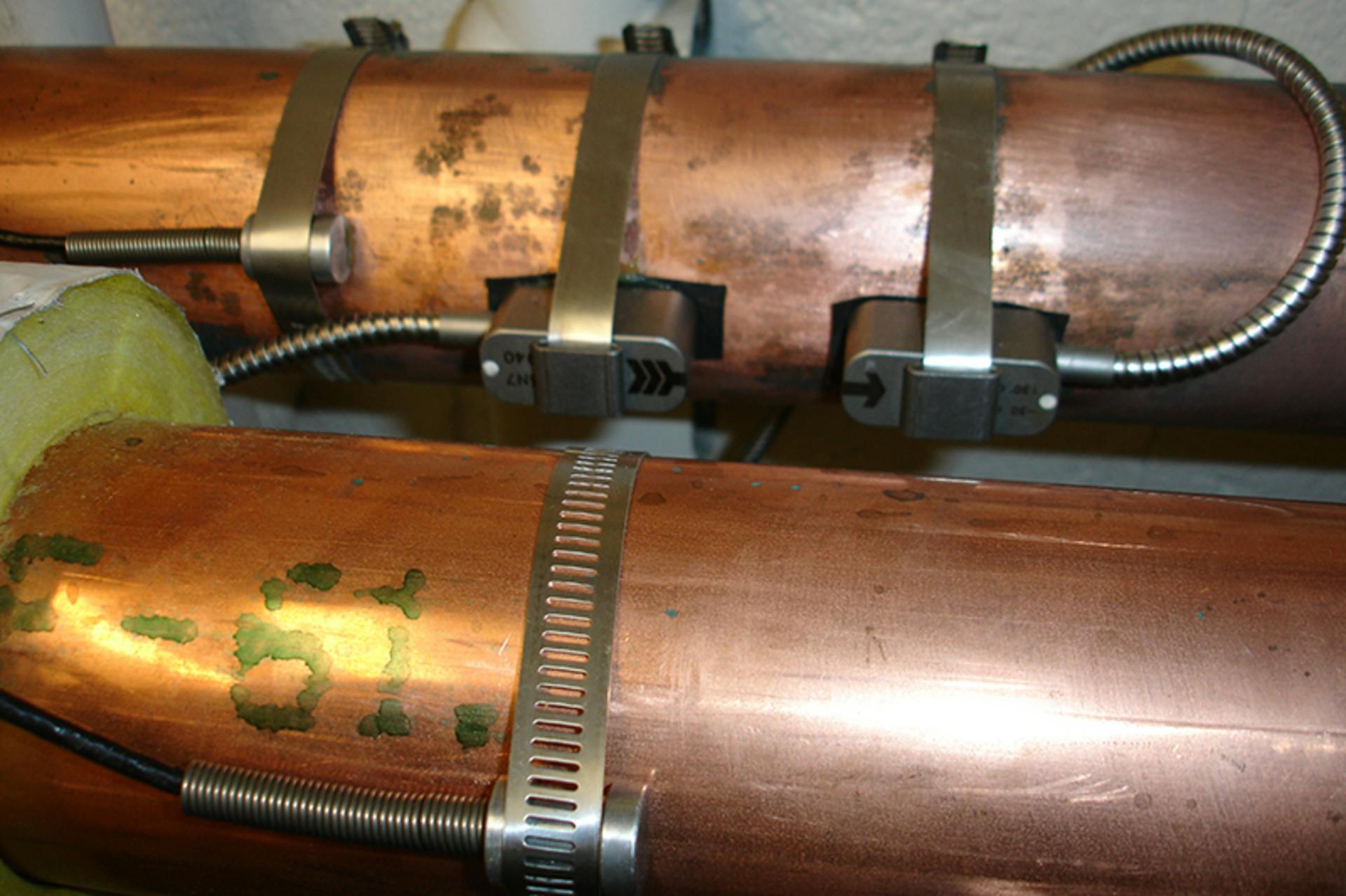 Ultrasonic flow meters are capable of accurately measuring low flows during off hours in a CHP environment. Courtesy of FLEXIM AMERICAS Corporation.