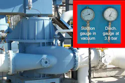 Image 1. The suction pressure gauge indicates the pump is in vacuum. Courtesy of Bachus Inc. Image 1. The suction pressure gauge indicates the pump is in vacuum. Courtesy of Bachus Inc.