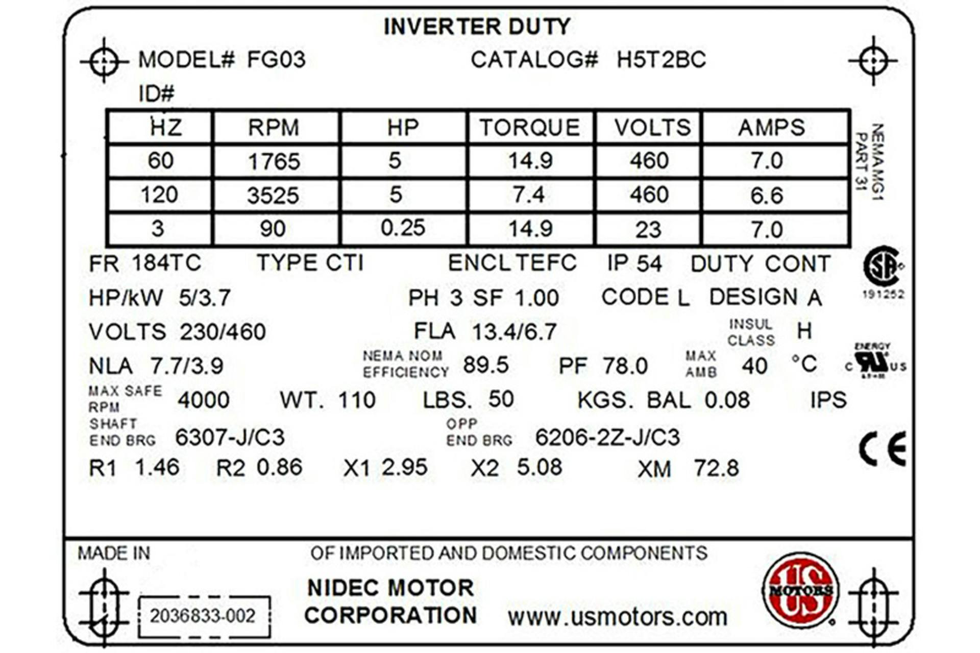 Figure 1. A motor&rsquo;s nameplate shows how many full load amps at how many volts the motor uses.
