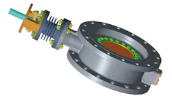 Figure 1. Triple offset butterfly valve with heat dissipation fins for high-temperature service. Graphic courtesy of L&T Valves
