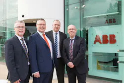From left to right: Peter Wright, Global Product Manager – ABB Motors and Generators Field Service Operations; Dave Hawley, Local Business Unit Manager for ABB Motors & Generators Discrete Automation & Motion; Chris Powles, Head of Electromechanical Services for the EMEA at Sulzer; Adrian Larmour, Sulzer Service Centre Manager, Birmingham Service Centre. Image courtesy of Sulzer From left to right: Peter Wright, Global Product Manager – ABB Motors and Generators Field Service Operations; Dave Hawley, Local Business Unit Manager for ABB Motors & Generators Discrete Automation & Motion; Chris Powles, Head of Electromechanical Services for the EMEA at Sulzer; Adrian Larmour, Sulzer Service Centre Manager, Birmingham Service Centre. Image courtesy of Sulzer