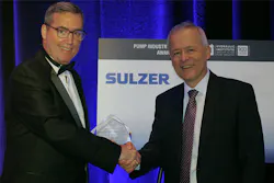 TechnipFMC received the Hydraulic Institute Award for Innovation and Technology for its innovative products and solutions during a ceremony at the Institute’s Centennial Celebration Gala in Florida. Image courtesy of Sulzer TechnipFMC received the Hydraulic Institute Award for Innovation and Technology for its innovative products and solutions during a ceremony at the Institute’s Centennial Celebration Gala in Florida. Image courtesy of Sulzer