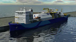 Example rendering of Bernhard Schulte’s LNG bunkering vessel to be produced in partnership with Høglund Marine Automation. Image courtesy of Høglund.