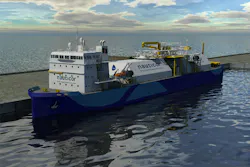 Example rendering of Bernhard Schulte’s LNG bunkering vessel to be produced in partnership with Høglund Marine Automation. Image courtesy of Høglund.