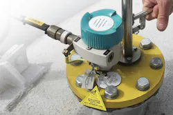 A point level device mounted with the in-situ point level probe tester. Image courtesy of Siemens A point level device mounted with the in-situ point level probe tester. Image courtesy of Siemens