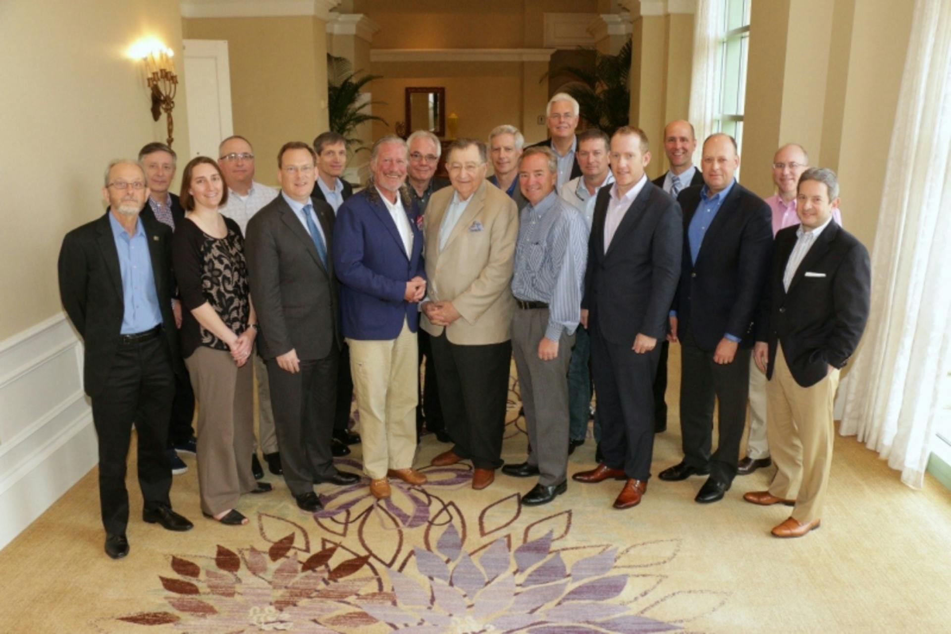 Front row from left: Michael Cropper, Christy Bermensolo, Michael Michaud, John White, Jr., George Harris, John Kahren, Oakley Roberts, Peter Barry, Ken Napolitano. Back row from left: Kim Jackson, Mark Johnson, John Donatiello, Brent Ross, Mark Kreinbihl, John Miersma, Delancey Davis, Jeremy Frank, Mark Chaffee; Not pictured: Al Huber, Stan Knecht. Image courtesy of Hydraulic Institute