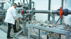 The primary flow calibration lab uses the gravimetric method for an expanded mass flow measurent uncertainty of 0.02 percent. Image courtesy of Polycontrols Technologies