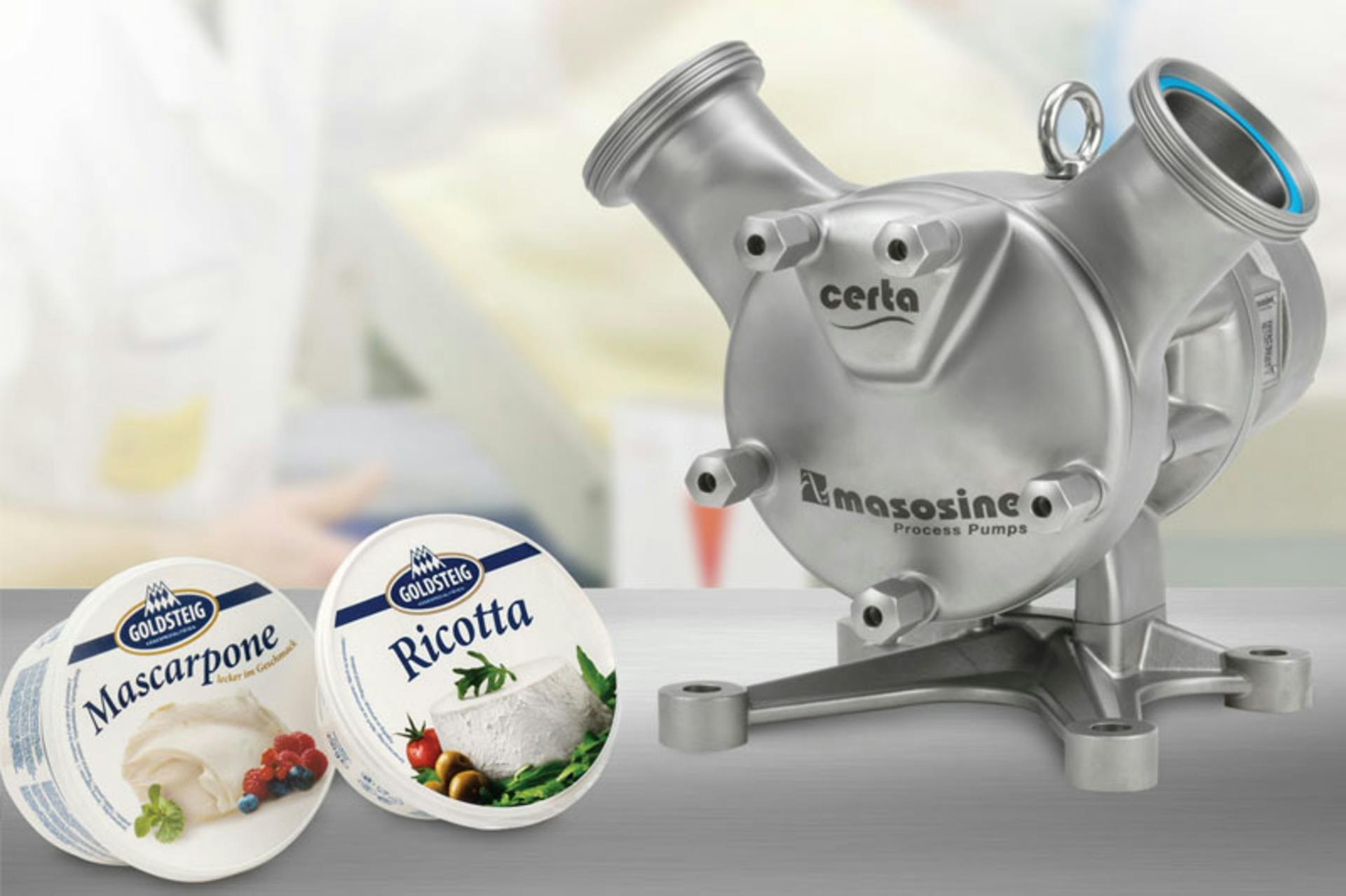 Speciality cheese producer GOLDSTEIG uses a sine pump to pump 528 gallons per hour. All graphics courtesy of Watson-Marlow Fluid Technology Group