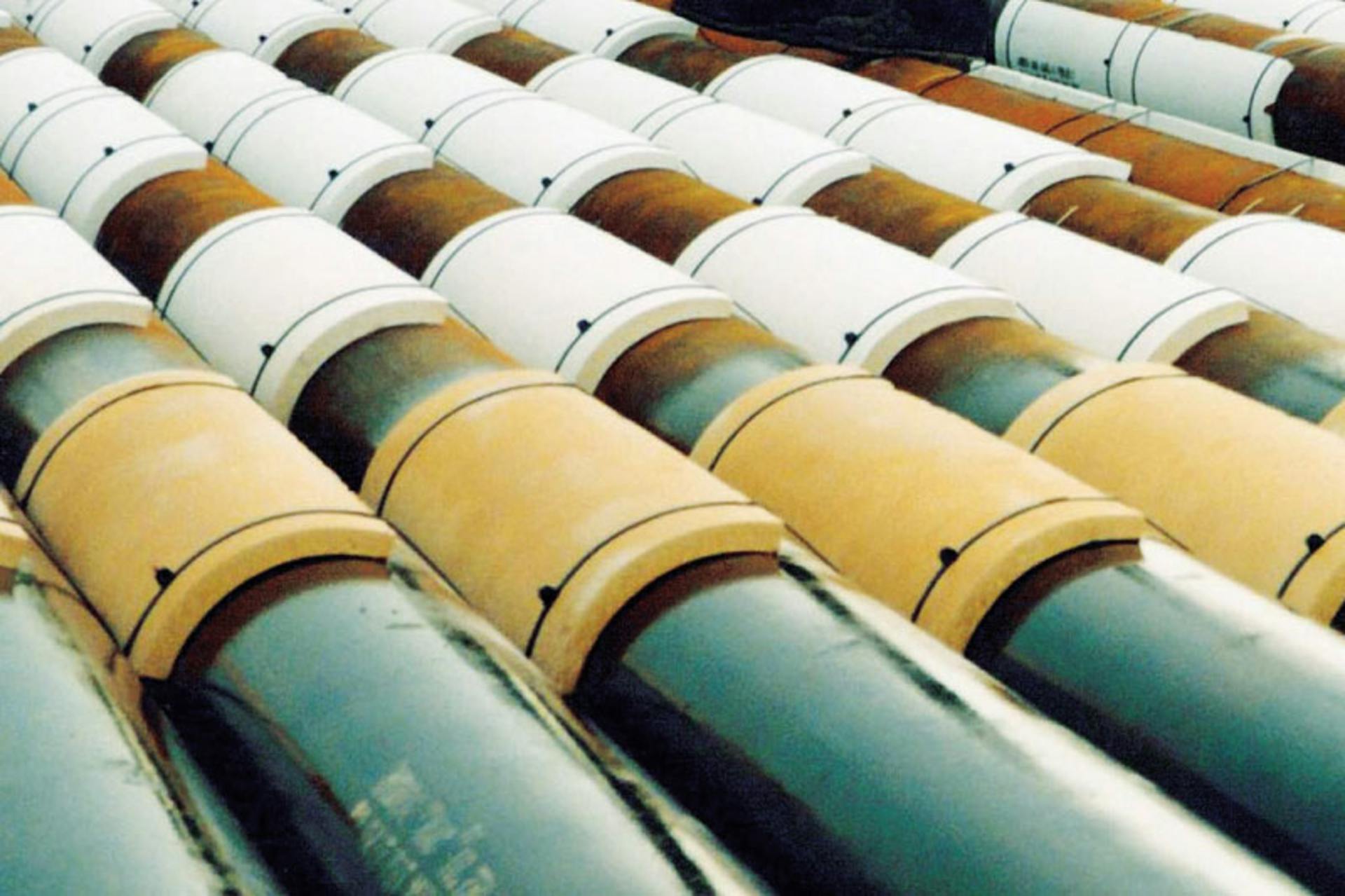 Two different foam compositions installed on pipe to guarantee additional annular volume. All images courtesy of Trelleborg Offshore