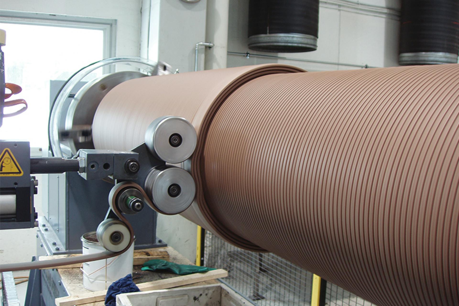 Subsea insulation is applied onto a pipe by the extruding process. All graphics courtesy of Trelleborg