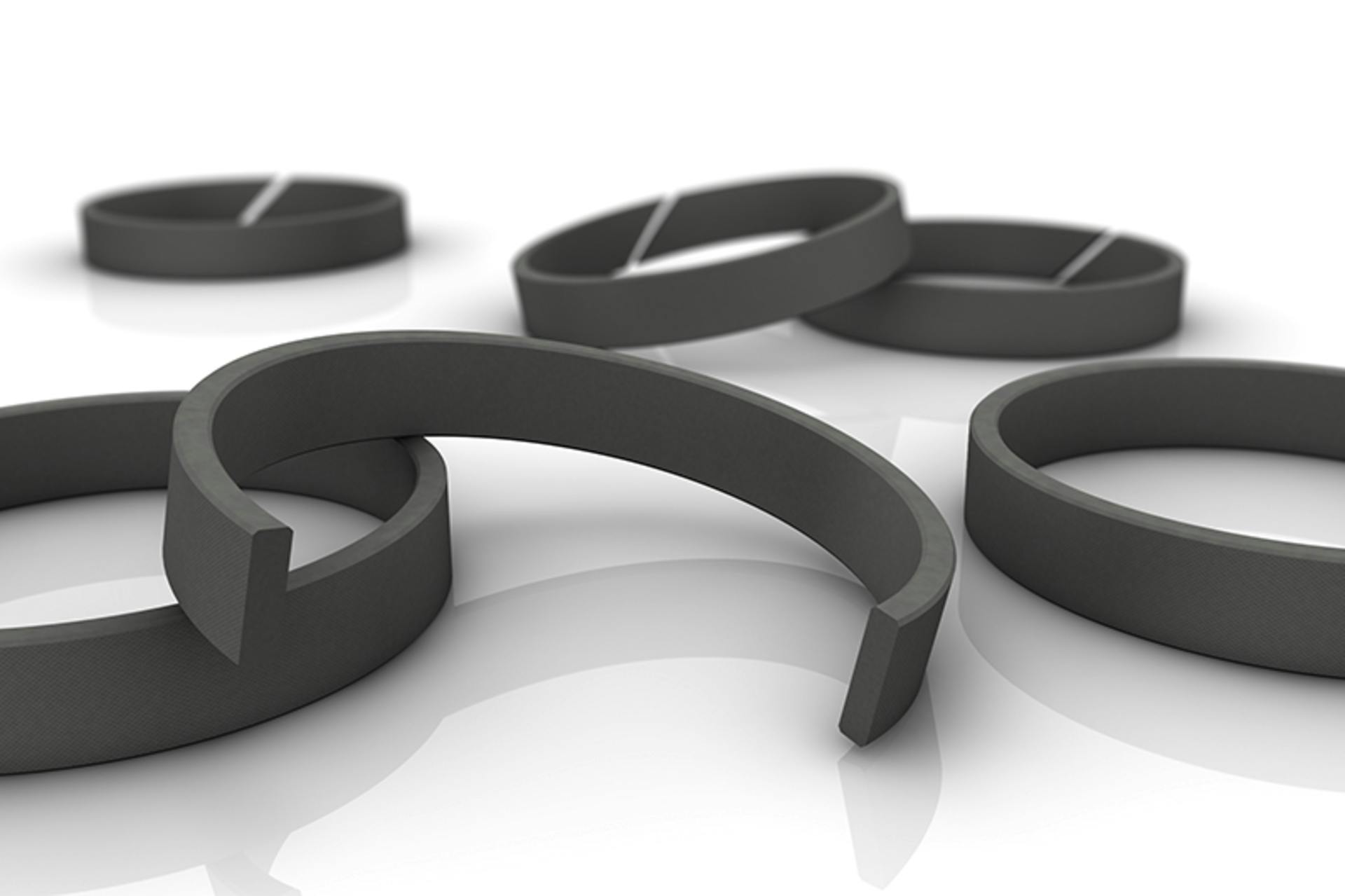 Wear rings prevent metal-to-metal contact and thus optimize the performance of the sealing system. All graphics courtesy of Trelleborg Sealing Solutions