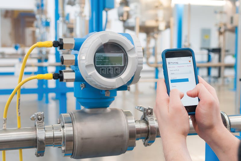 WLAN, Bluetooth and web server interfaces allow technicians to monitor, diagnose and configure flowmeters from smartphone apps. All images courtesy of Endress+Hauser