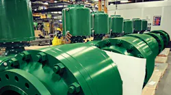 Figure 1. Proper selection of pipeline ball valves, such as these Fisher Model V260A severe service valves, can provide appropriate control and reduce maintenance. All images courtesy of Emerson Automation Solutions