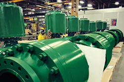 Figure 1. Proper selection of pipeline ball valves, such as these Fisher Model V260A severe service valves, can provide appropriate control and reduce maintenance. All images courtesy of Emerson Automation Solutions
