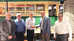 (Left to right): Dylan Reilly, SPX FLOW; Victor Rokhlin, Dynapumps; Charlie Lannantuoni, Dynapumps; Jason Westwood, SPX FLOW; and Andrew Anderson, SPX FLOW