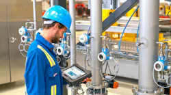 Figure 1. With Bluetooth, a technician can access a temperature instrument from up to 40 feet away using an Endress+Hauser Field Xpert SMT70 handheld tablet PC tool.