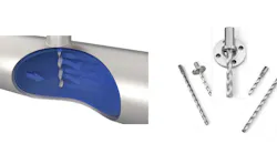 Figure 1. Twisted thermowell can be fully inserted into the pipe to improve temperature measurement without risk of breakage due to wake frequency resonance.
