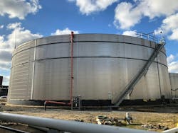 Figure 1: After a successful test of the SignalFire wireless tank gauging system on 25 tanks at one site, the bulk storage terminal company added them to 21 tanks at another site and then went back to the original site to upgrade 25 more tanks. Figure 1: After a successful test of the SignalFire wireless tank gauging system on 25 tanks at one site, the bulk storage terminal company added them to 21 tanks at another site and then went back to the original site to upgrade 25 more tanks.