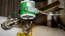 Figure 1: Multivariable insertion vortex flowmeter on a steam line. Photo by Kay Gibbs Photography.