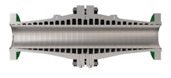 The WhisperTube Modal Attenuator consists of acoustic cavities of varying sizes surrounding a full bore perforated tube. Each cavity generates destructive interference over a range of frequencies to provide significant noise reduction across a broad spectrum. The WhisperTube Modal Attenuator consists of acoustic cavities of varying sizes surrounding a full bore perforated tube. Each cavity generates destructive interference over a range of frequencies to provide significant noise reduction across a broad spectrum.