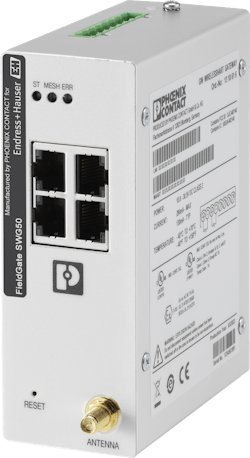 The WirelessHART gateway FieldGate SWG50 enables users to monitor measurements and health statuses using WirelessHART connectivity. The WirelessHART gateway FieldGate SWG50 enables users to monitor measurements and health statuses using WirelessHART connectivity.