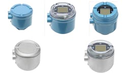 Figure 1: Emerson’s Micro Motion 1600 Coriolis Transmitters can be purchased with an epoxy painted aluminum or hygienic stainless housing, and they can be blind or include a capacitive touch screen display. The transmitters can be integrally mounted on the sensor or mounted remotely. Figure 1: Emerson’s Micro Motion 1600 Coriolis Transmitters can be purchased with an epoxy painted aluminum or hygienic stainless housing, and they can be blind or include a capacitive touch screen display. The transmitters can be integrally mounted on the sensor or mounted remotely.