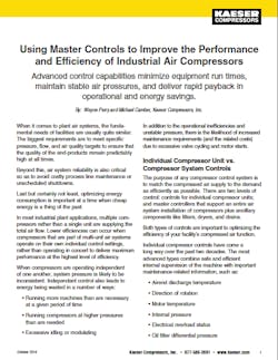 Using Master Controls To Improve The Performance And Efficiency Of Industrial Air Compressors
