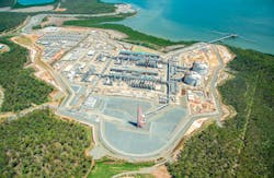 Santos GLNG LNG plant aerial – February 2015. Copyright Santos GLNG. Santos GLNG LNG plant aerial – February 2015. Copyright Santos GLNG.