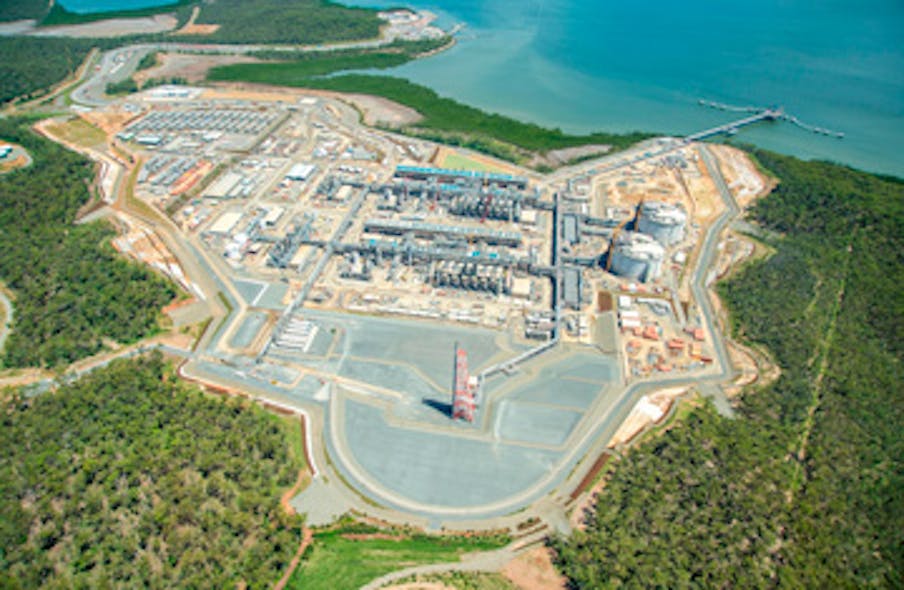 Santos GLNG LNG plant aerial &ndash; February 2015. Copyright Santos GLNG.
