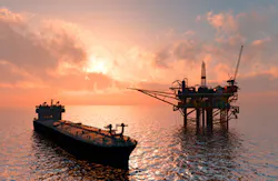 Offshore oil rig and tanker