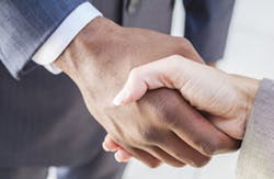 African American Businessman & Woman Shaking Hands African American Businessman & Woman Shaking Hands