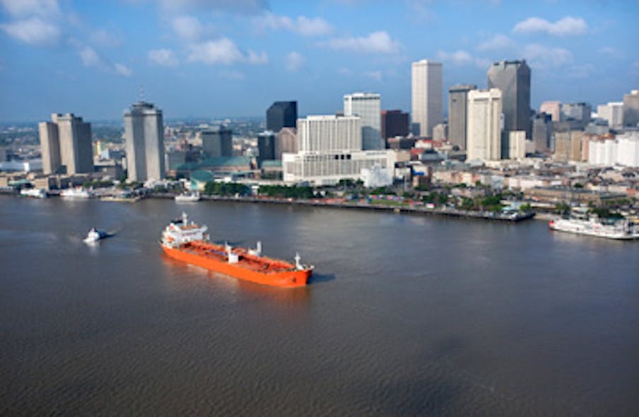 barge in Mississippi River in New Orleans
