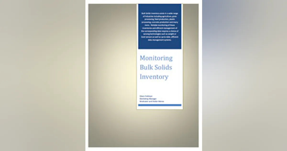 Monitoring Bulk Solids Inventory | Processing Magazine