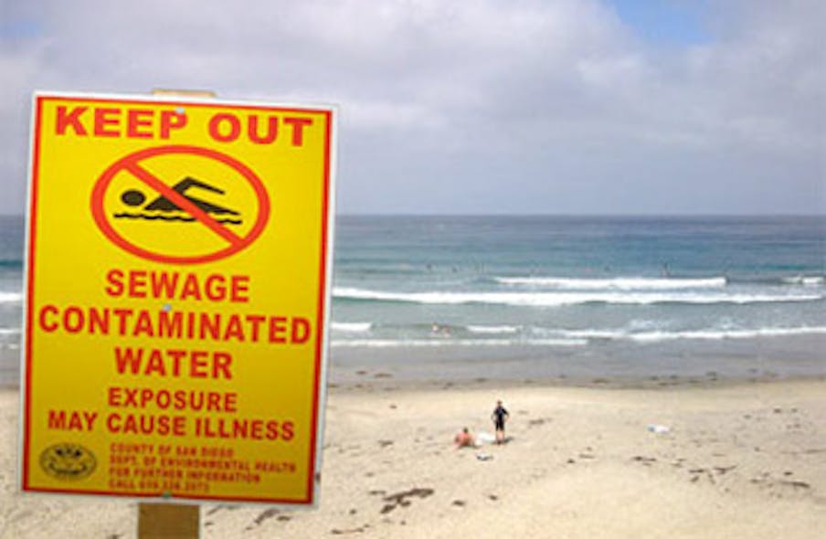 sewage sign at beach