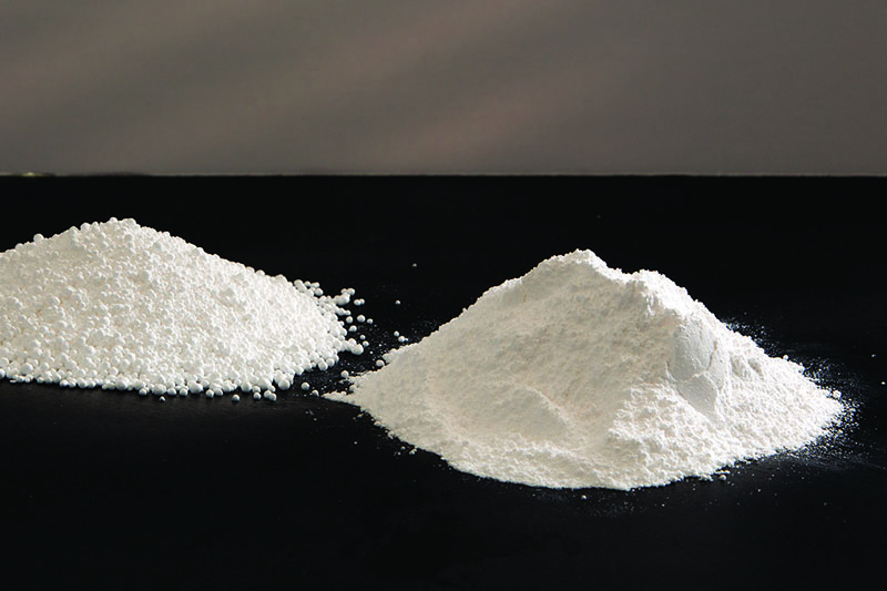 Calcium chloride powder is shipped in 50-pound plastic valve bags. All photos courtesy of Munson Machinery Co.