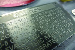 An etched stainless steel nameplate. Courtesy of Willington Nameplate An etched stainless steel nameplate. Courtesy of Willington Nameplate