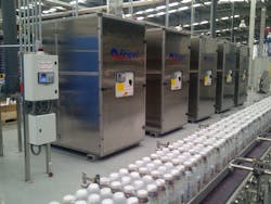 Water-cooled or air-cooled chillers are located within the plant in close proximity to each beverage production or packaging process. All graphics courtesy of Frigel Water-cooled or air-cooled chillers are located within the plant in close proximity to each beverage production or packaging process. All graphics courtesy of Frigel