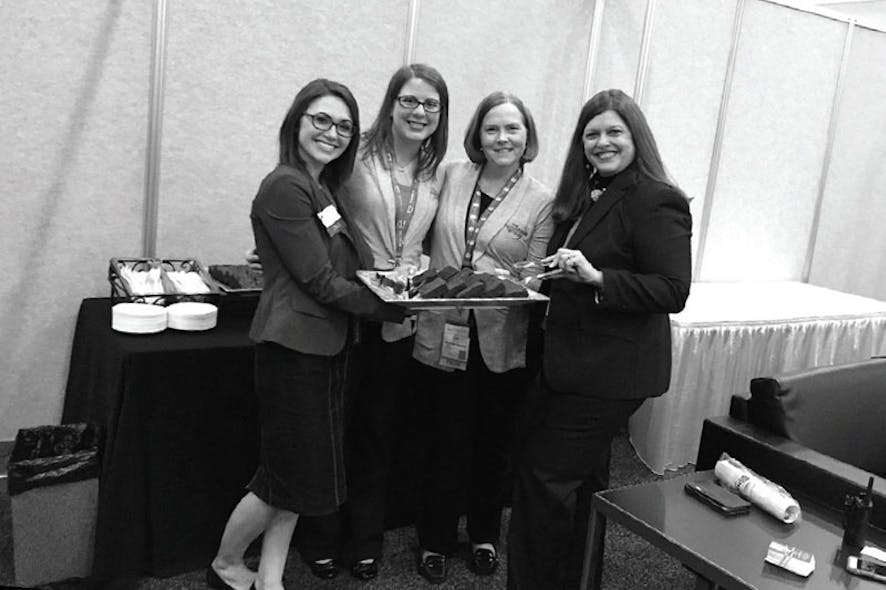 During the Turbomachinery/Pump Symposia in Houston, Editor in Chief Lori Ditoro and Contributing Editor Robyn Tucker enjoy a snack with the events&rsquo; Exhibitor Services Director Martha Barton and Communications Director Brooke Conrad.
