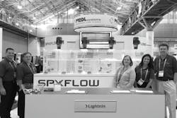 Processing Editor in Chief Lori Ditoro discussed the Lightnin mixing system with the SPX Flow team at its WEFTEC booth. Processing Editor in Chief Lori Ditoro discussed the Lightnin mixing system with the SPX Flow team at its WEFTEC booth.