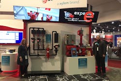 Editor in Chief Lori Ditoro (L) and Xylem’s Kyle DelPiano (R) at the 2017 AHR Expo Editor in Chief Lori Ditoro (L) and Xylem’s Kyle DelPiano (R) at the 2017 AHR Expo