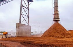 Image 1. An atomized spray unit and a dust suppressing ring combine for outstanding control at this biomass-fired power plant. | All graphics courtesy of Dust Control Technology Image 1. An atomized spray unit and a dust suppressing ring combine for outstanding control at this biomass-fired power plant. | All graphics courtesy of Dust Control Technology