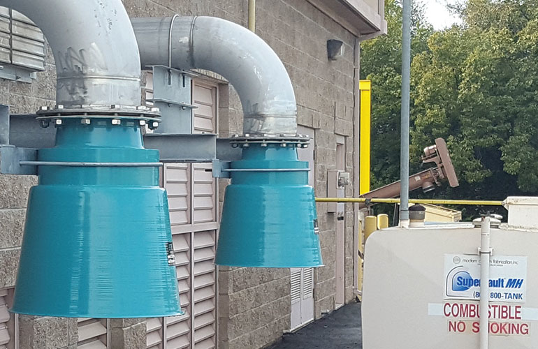 Intake filter before three high-speed turbo (HST) blowers. All images courtesy of Endustra Filter Manufacturers Inc.