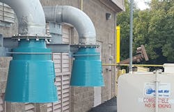 Intake filter before three high-speed turbo (HST) blowers. All images courtesy of Endustra Filter Manufacturers Inc. Intake filter before three high-speed turbo (HST) blowers. All images courtesy of Endustra Filter Manufacturers Inc.