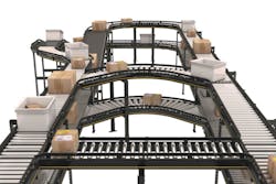 Image 1. A modular conveyor platform uses zero-pressure accumulation conveyors with special roller drive technology. All images courtesy of Interroll Group