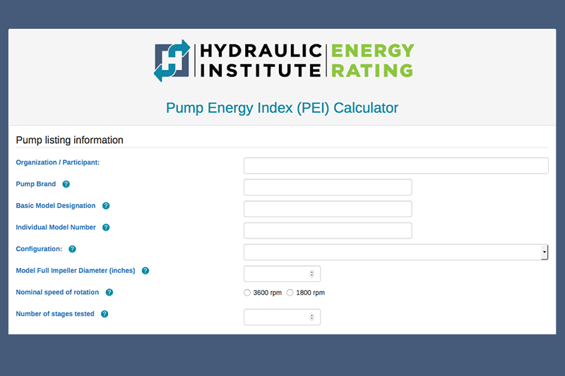 Hydraulic Institute&rsquo;s Pump Energy Index (PEI) calculator