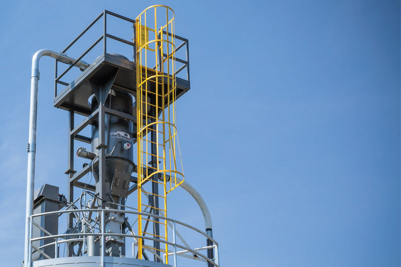 Filter receiver installed on ECP&rsquo;s day silo. All graphics courtesy of Air Dynamics Industrial Systems Corporation